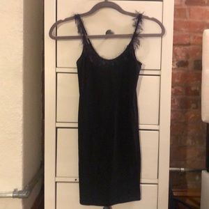 Helmut Lang Black Tank with feathers on Front